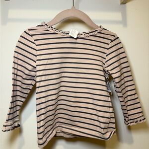 H&M Pink and Black Striped Long Sleeve Tee